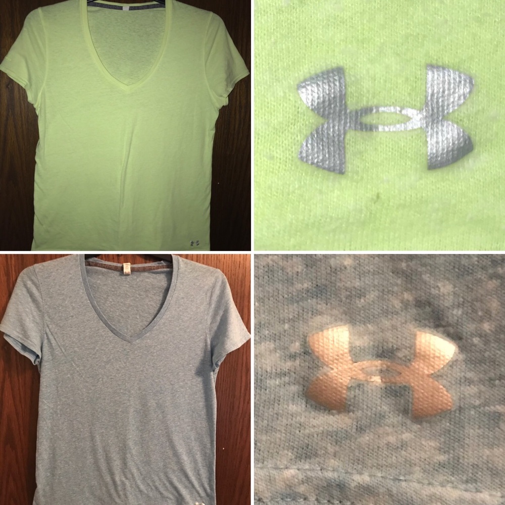 2 Under Armour juniors shortsleeved tees size XL